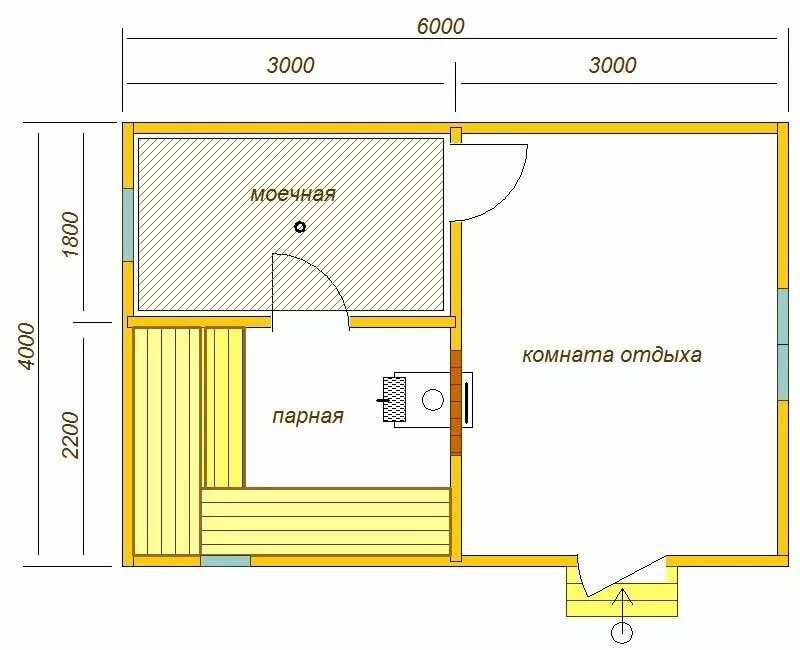 Планировка небольшой бани 3х3: мойка и парилка отдельно и вместе, схемы, особенности