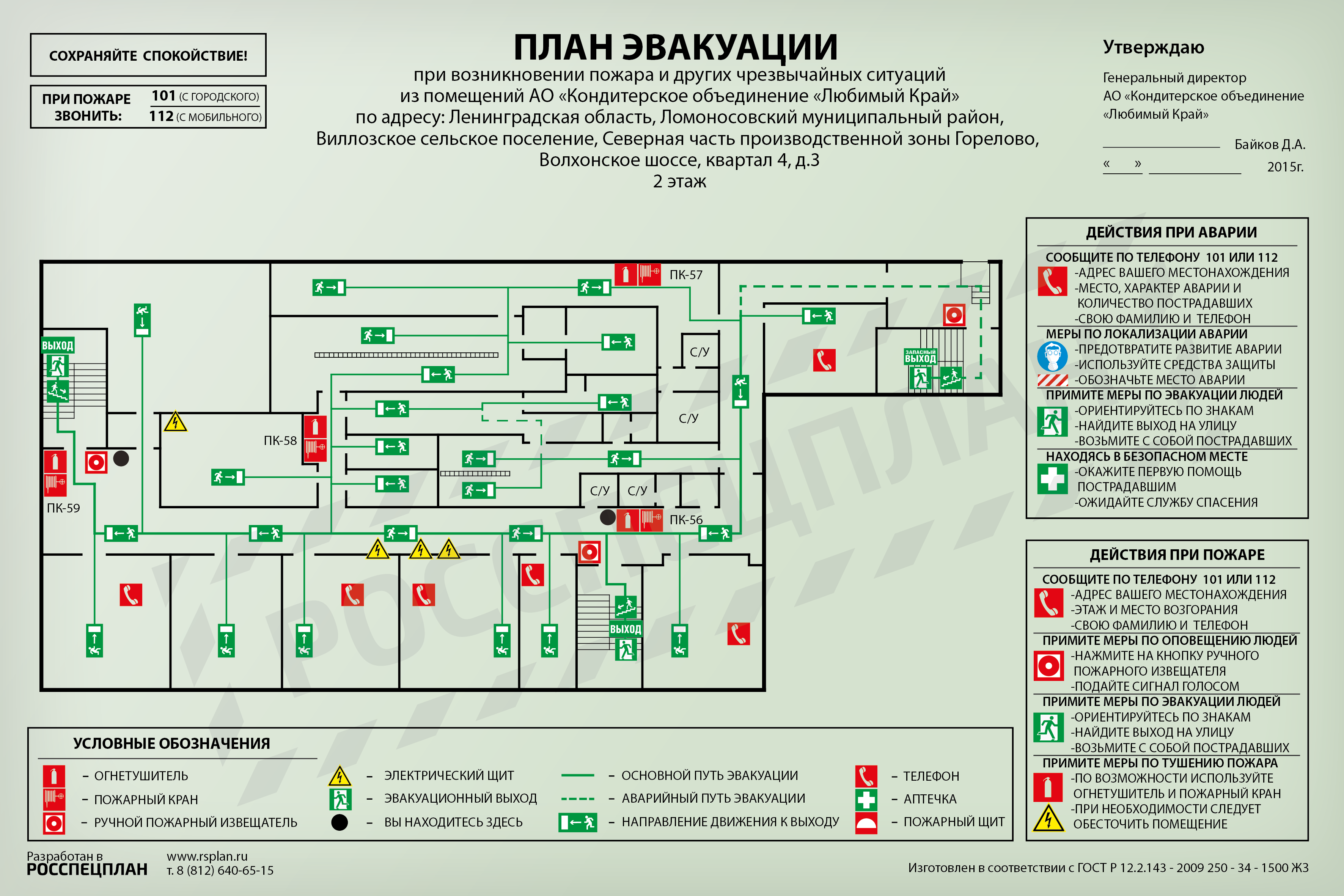 Назначение схемы эвакуации (плана эвакуации) при возникновении 
				пожара