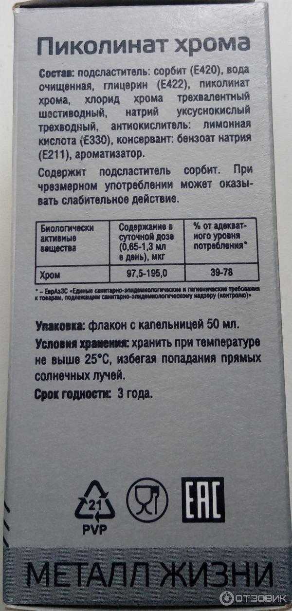 Турбослим пиколинат хрома: инструкция по применению, отзывы