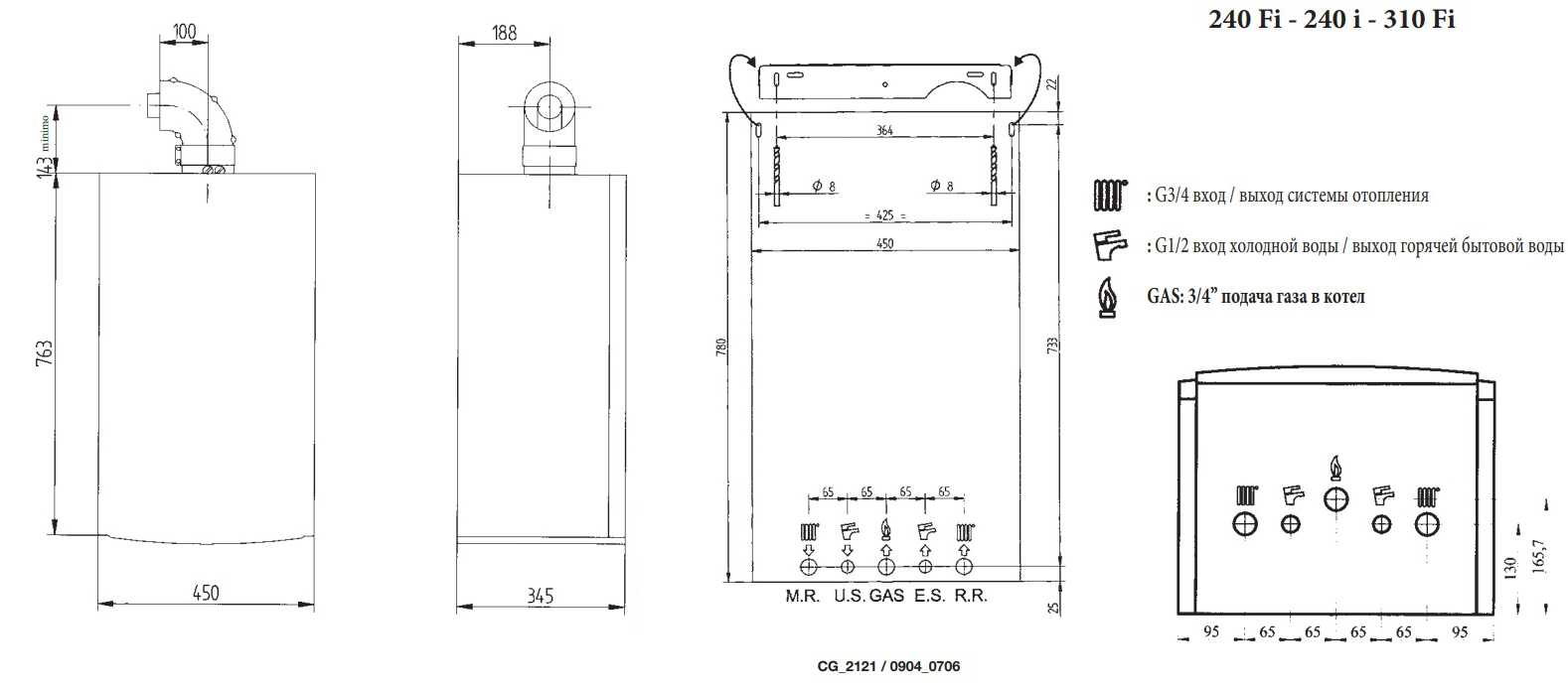 Настенный двухконтурный котел baxi eco-4s 24f