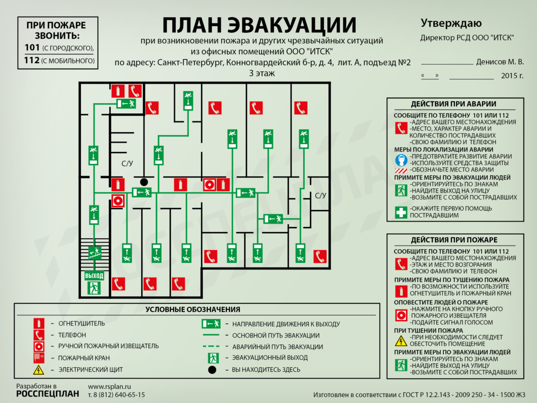 Примерный план эвакуации детей (учащихся и воспитанников) на случай возникновения пожара - образец 2023