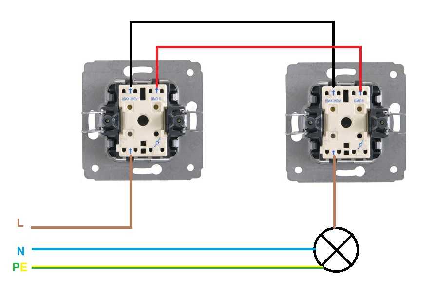 Проходной выключатель с перекрестным выключателем схема подключения